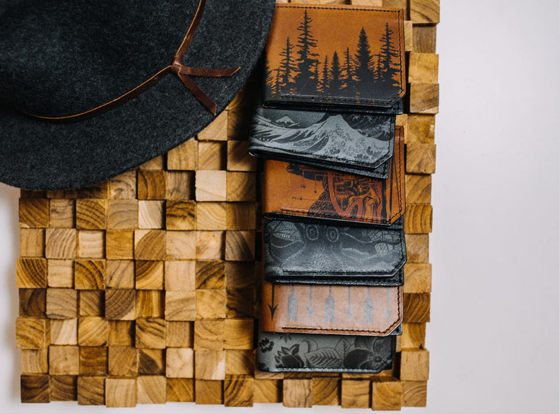 Geometric Trees - Printmaker Leather Wallet