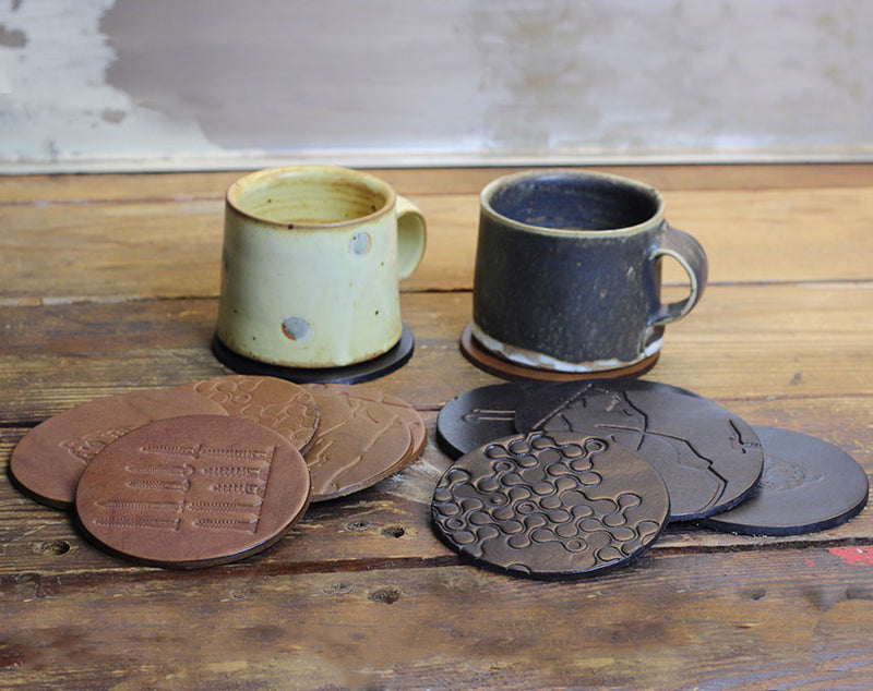 Brown Crossed Dot Coasters (Set of Four)