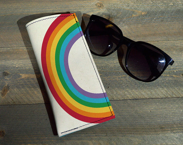 Rainbow - Printed Leather Eyeglasses Case