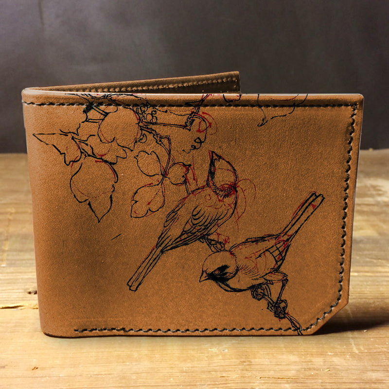 Sketch Birds - Printmaker Leather Wallet