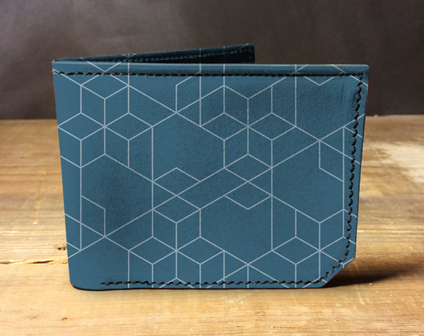 Geometric Blue - Spectrum Leather Wallet