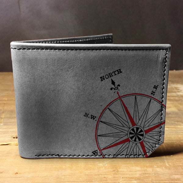 Compass - Printmaker Leather Wallet