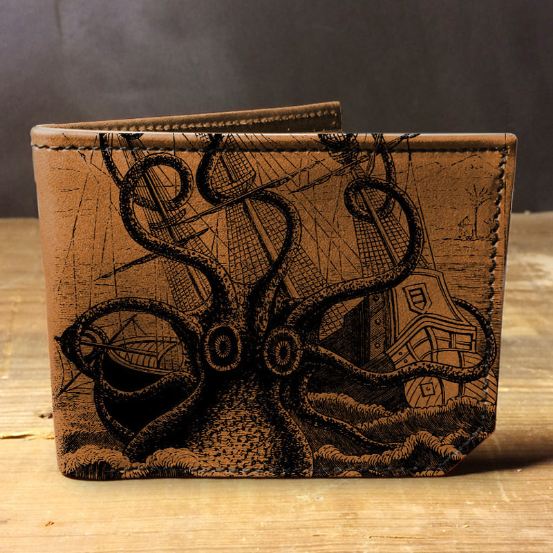 Octopus Attacks - Printmaker Leather Wallet