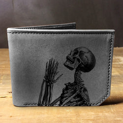 Praying Skeleton - Printmaker Leather Wallet