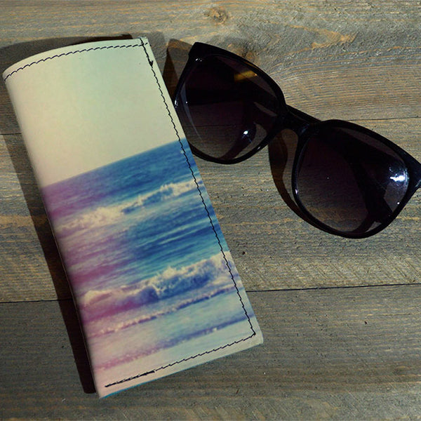 Ocean Fade - Printed Leather Eyeglasses Case