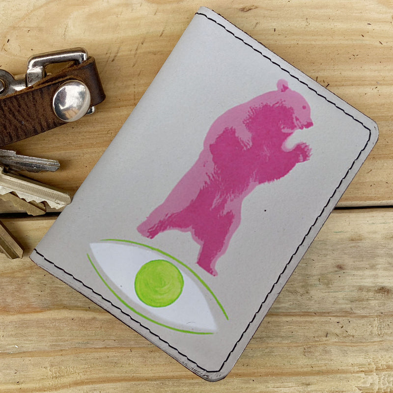 Pink Bear - Leather Spectrum Vert Cardholder Wallet