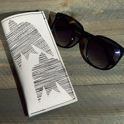 Bird Lines- Printed Leather Eyeglasses Case