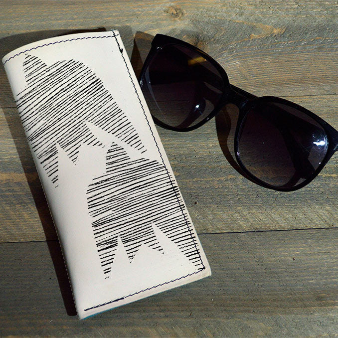 Bird Lines- Printed Leather Eyeglasses Case