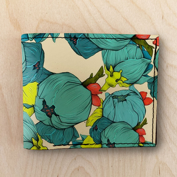 Blue Flowers - Minimal Bi-Fold Wallet