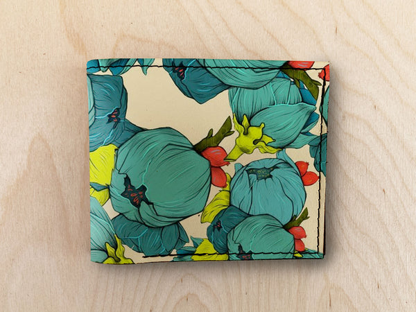 Blue Flowers - Minimal Bi-Fold Wallet