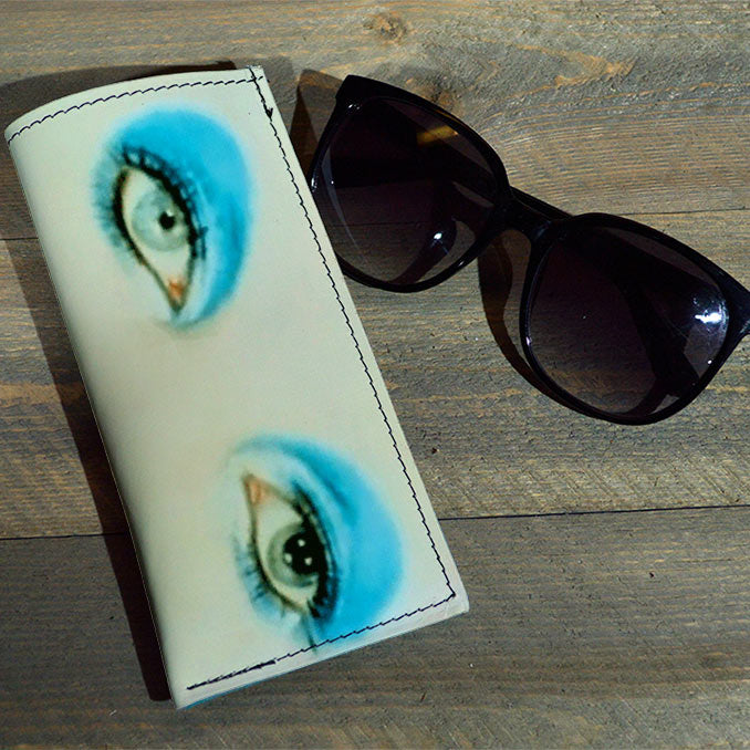 Bowie Eyes - Printed Leather Eyeglasses Case