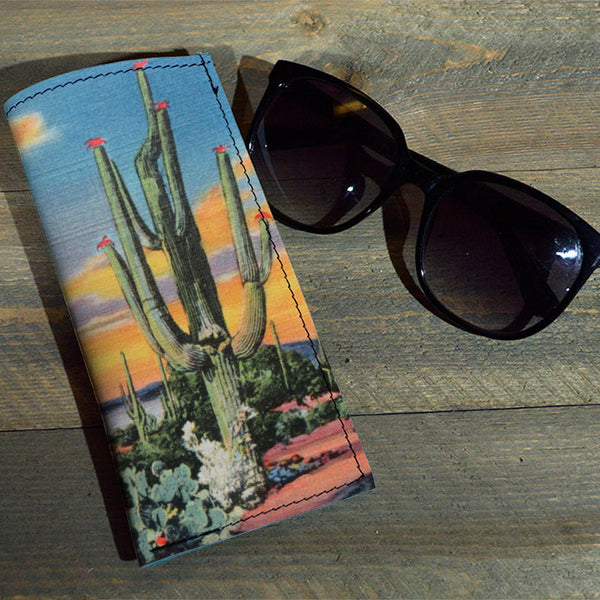 Cactus Eve - Printed Leather Eyeglasses Case