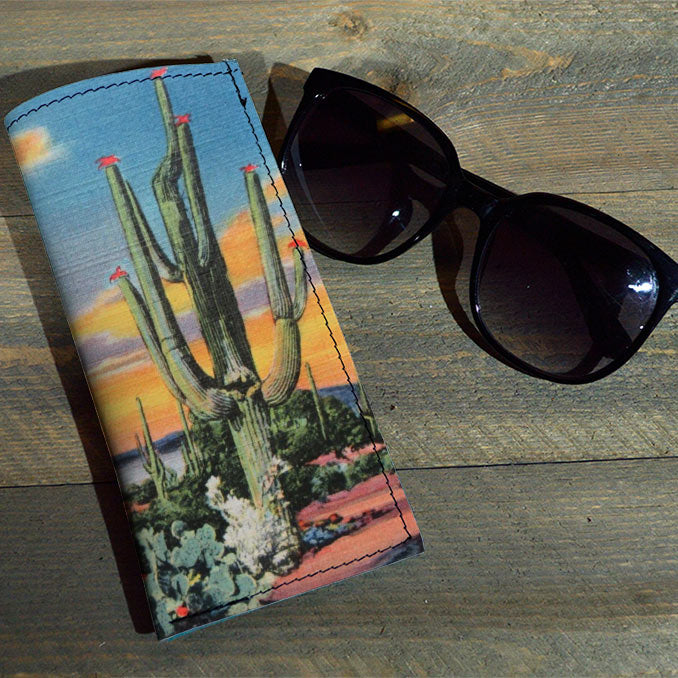 Cactus Eve - Printed Leather Eyeglasses Case