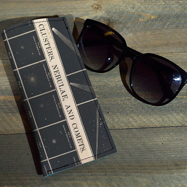 Comets - Printed Leather Eyeglasses Case