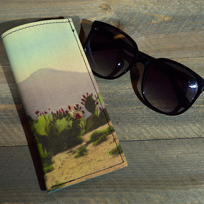 Desert Fade - Printed Leather Eyeglasses Case