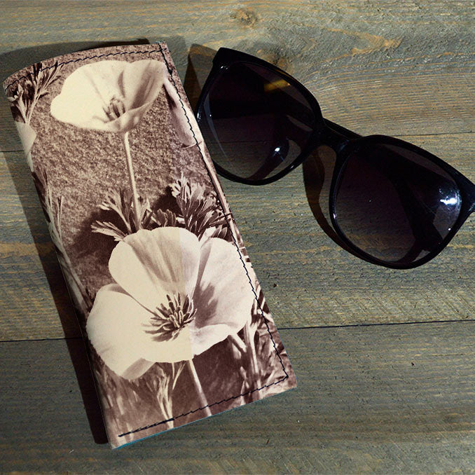 Duo Flowers - Printed Leather Eyeglasses Case