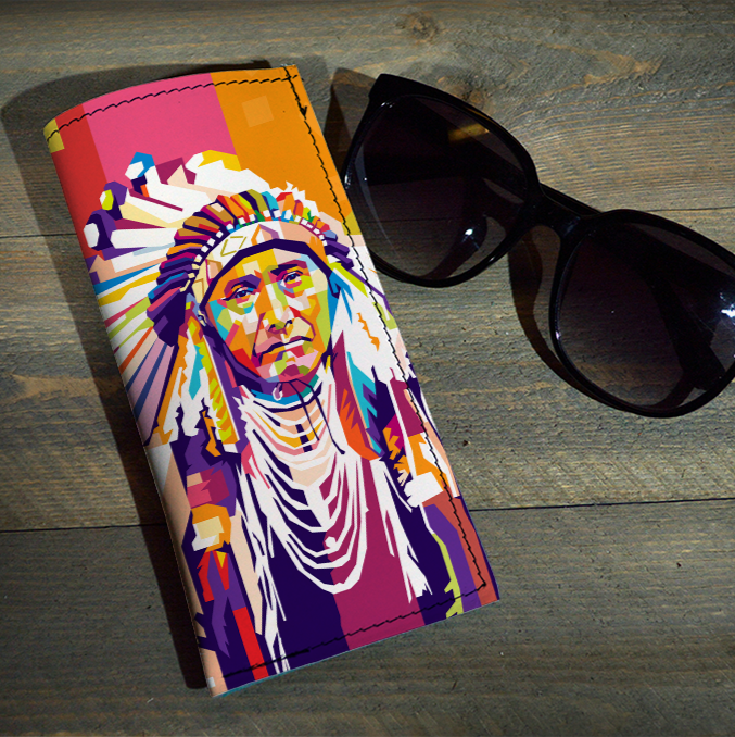 Chief Joseph - Printed Leather Sunglasses Case