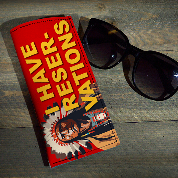 I Have Reservations - Printed Leather Sunglasses Case