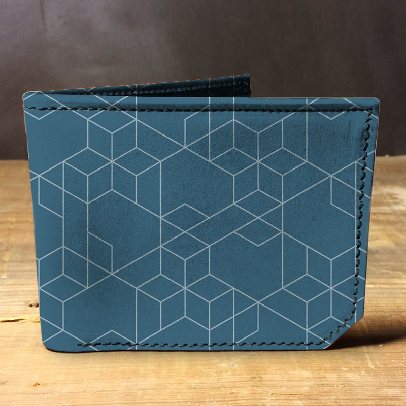 Geometric Blue - Spectrum Leather Wallet