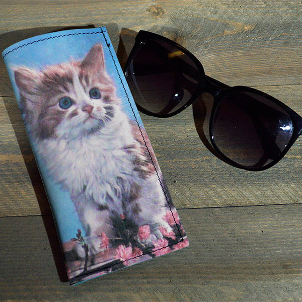 Kitty - Printed Leather Eyeglasses Case