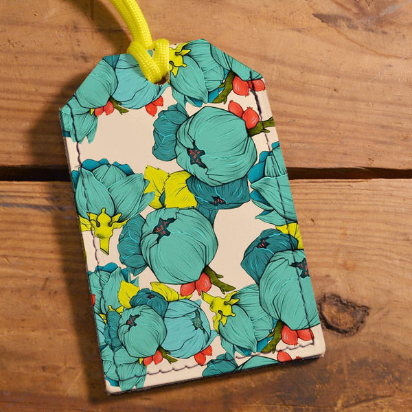 Poppies - Leather Luggage Tag