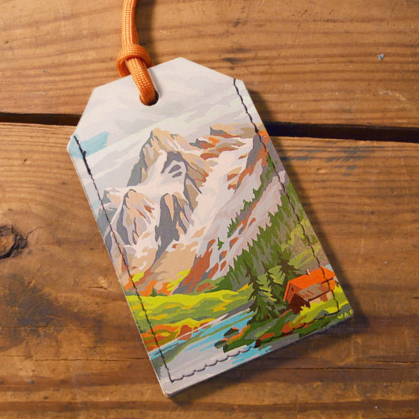 Painted Mountains - Leather Luggage Tag