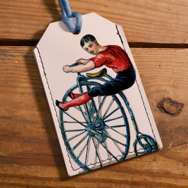 Penny Farthing - Leather Luggage Tag
