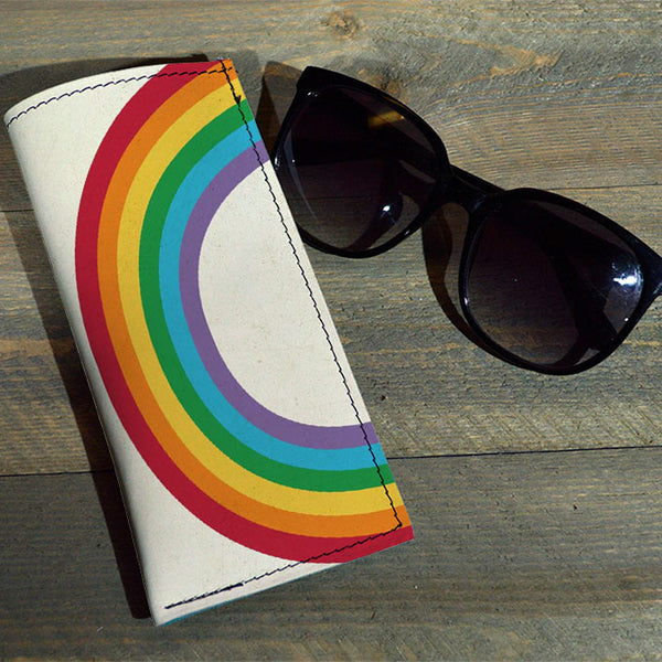 Rainbow - Printed Leather Eyeglasses Case