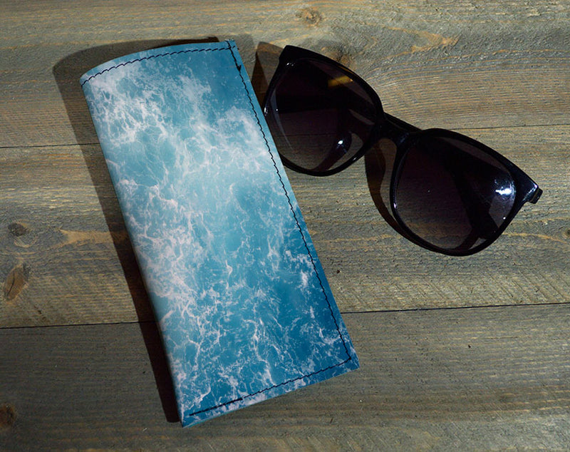 Ocean Waves - Printed Leather Eyeglasses Case