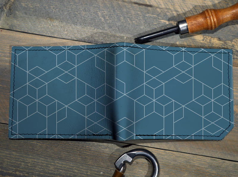 Geometric Blue - Spectrum Leather Wallet