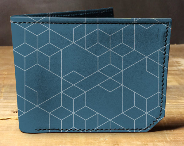 Geometric Blue - Spectrum Leather Wallet