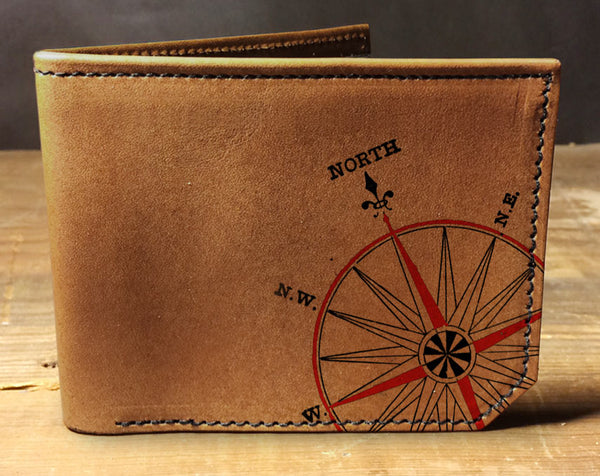 Compass - Printmaker Leather Wallet