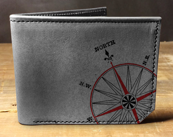 Compass - Printmaker Leather Wallet