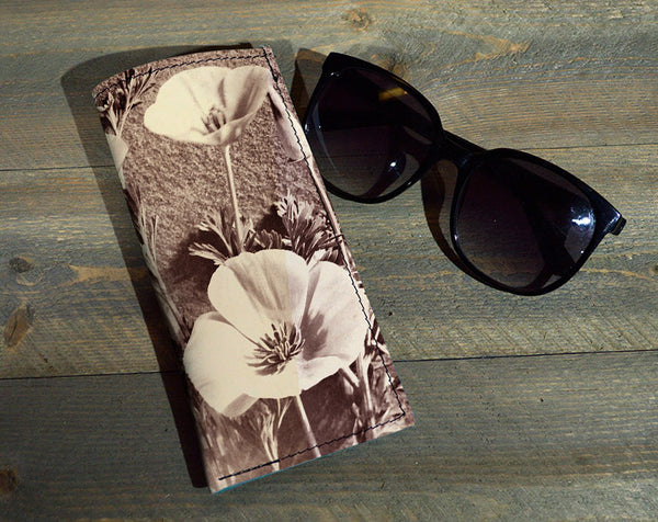 Duo Flowers - Printed Leather Eyeglasses Case Wholesale