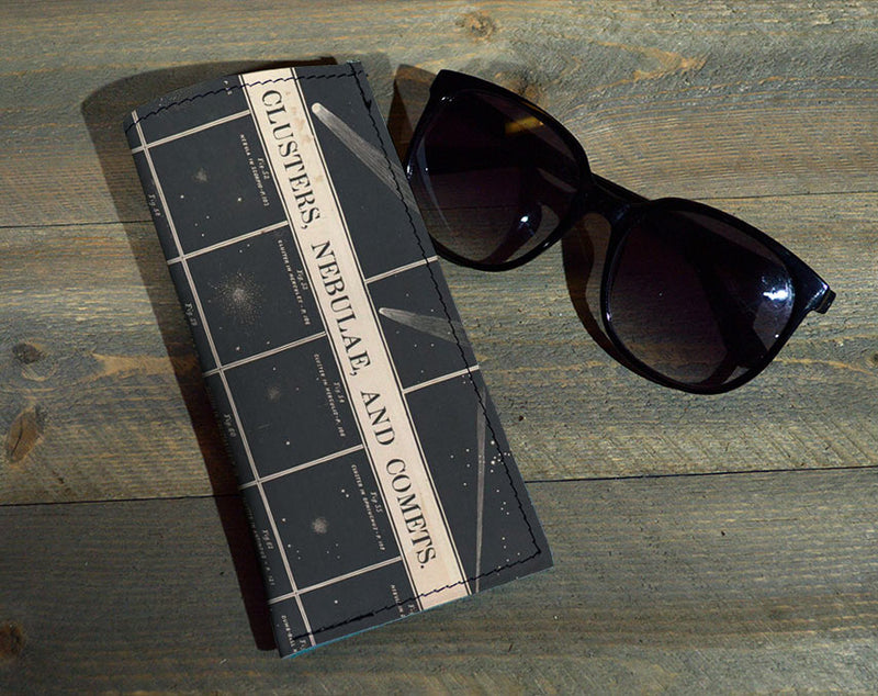 Comets - Printed Leather Eyeglasses Case