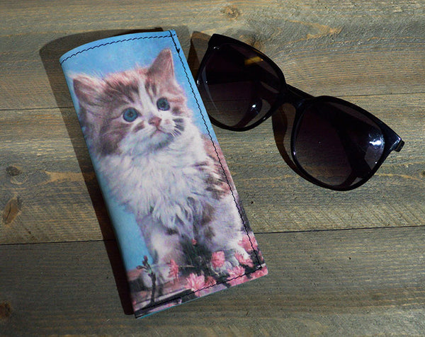 Kitty - Printed Leather Eyeglasses Case
