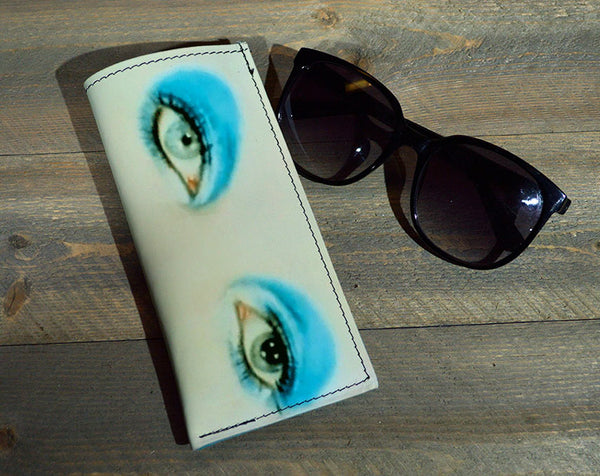 Bowie Eyes - Printed Leather Eyeglasses Case