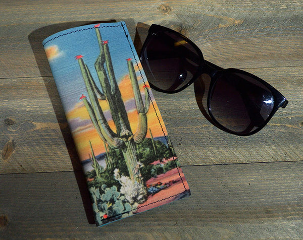 Cactus Eve - Printed Leather Eyeglasses Case