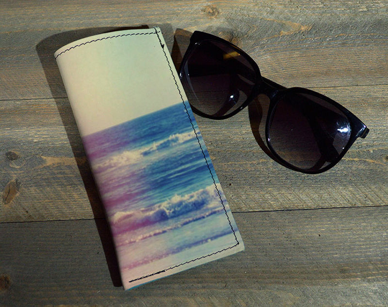 Ocean Fade - Printed Leather Eyeglasses Case