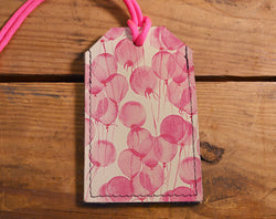 Pink Balloons - Leather Luggage Tag