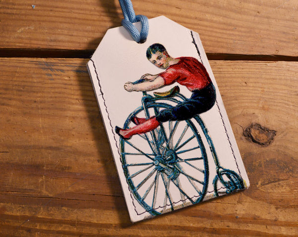 Penny Farthing - Leather Luggage Tag