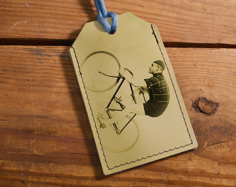 Cyclist - Leather Luggage Tag
