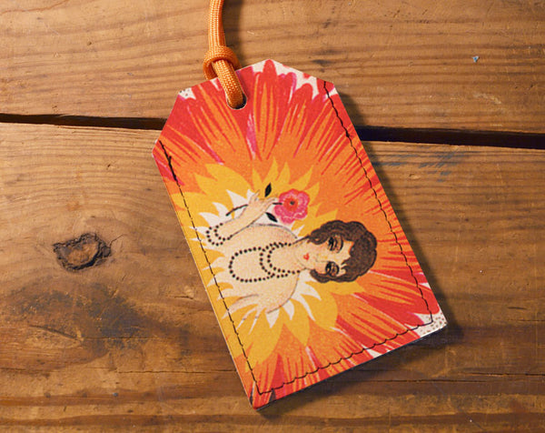 Flower Lady - Leather Luggage Tag