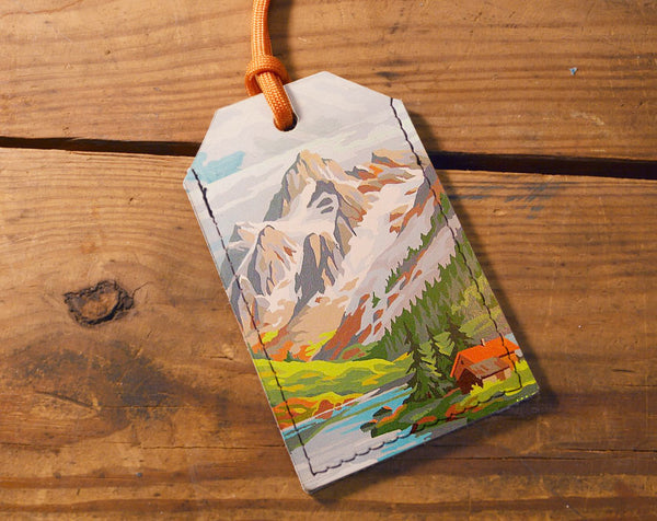 Painted Mountains - Leather Luggage Tag