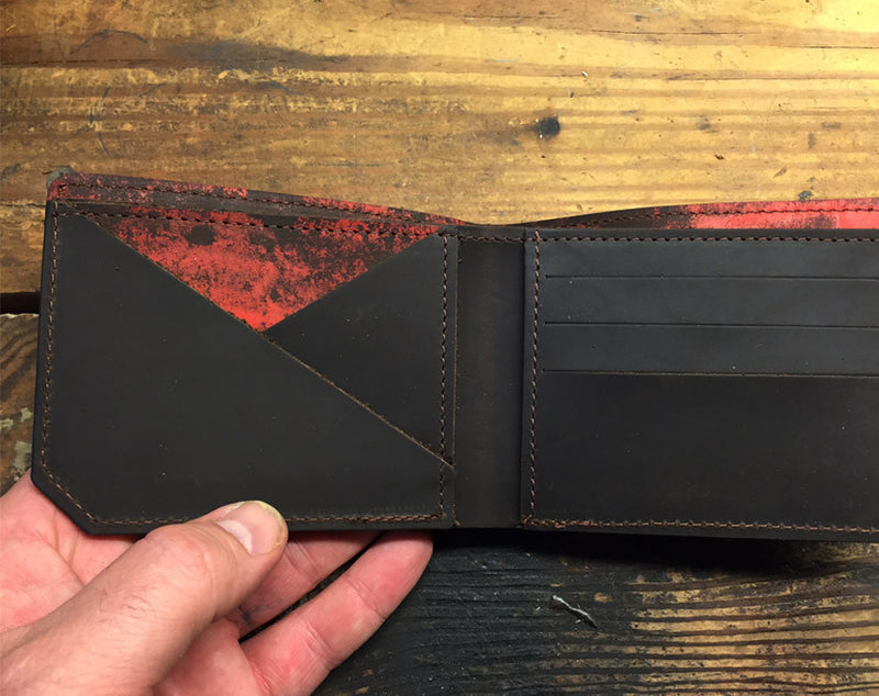 Red Distressed Kodiak Leather Wallet