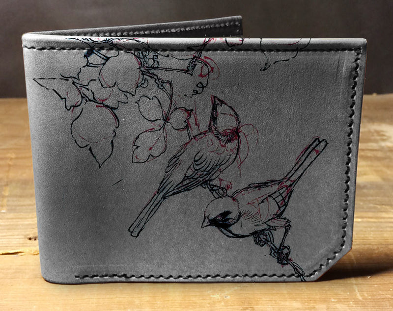 Sketch Birds - Printmaker Leather Wallet
