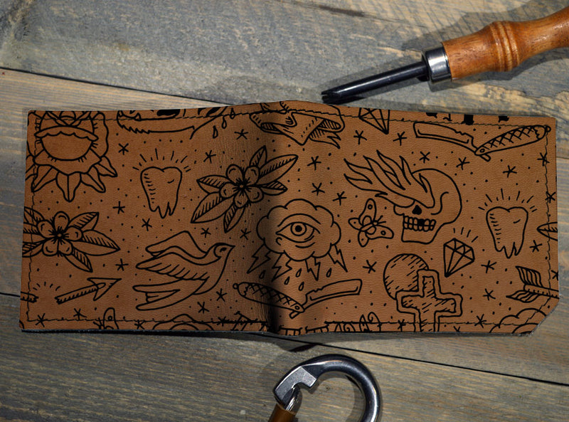 Tattoo Pattern - Printmaker Leather Wallet